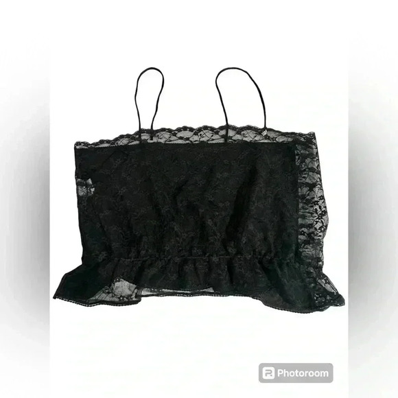 Vintage 90s Whimsigoth Lace Satin Crop Top size Large - Picture 1 of 6